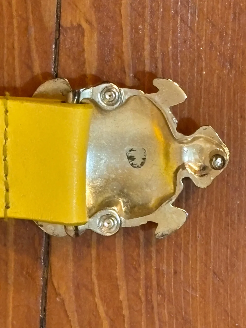 Vintage Y2K Another Line Yellow Leather Turtle Buckle Belt M